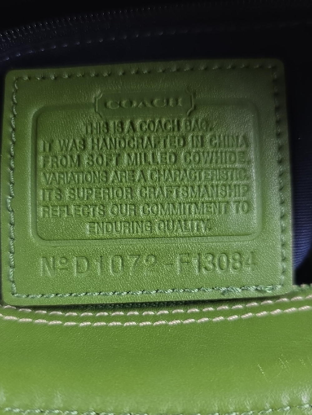 Coach Hampton Green Pebbled Leather Tote Shoulder Satchel Bag - Picture 13 of 14